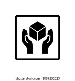 handle with care fragile icon vector