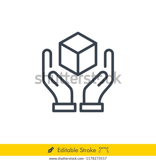 Handle Care Fragile Icon Vector Line Stock Vector Royalty Free