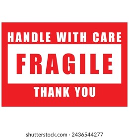 Handle with care, fragile, thank you, sticker vector