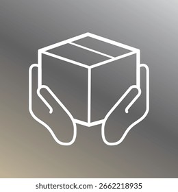 Handle with Care Icon – Box in Hands Line Illustration