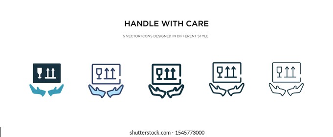 handle with care icon in different style vector illustration. two colored and black handle with care vector icons designed in filled, outline, line and stroke style can be used for web, mobile, ui