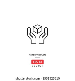 Handle With Care Icon. Ecommerce Isolated On White Background. With Line Style. Delivery Icon. EPS10 - Vector