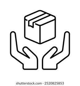 Handle with care icon. Handle, Handle with care, Fragile, Package, Hands, Box, Care, Shipping, Careful. Vector icon illustration
