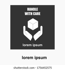 The Handle With Care icon is isolated on a white background. Package symbol. Vector illustration of a label.