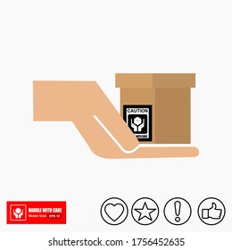 The Handle With Care icon is isolated on a white background. Package symbol. Vector illustration of a label.