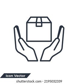 controlador con ilustración vectorial del logotipo del icono de cuidado. Manejar con una plantilla de símbolo de signo de cuidado para la colección de diseño gráfico y web