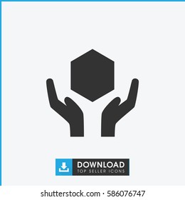 handle with care icon. Simple filled handle with care icon. On white background.