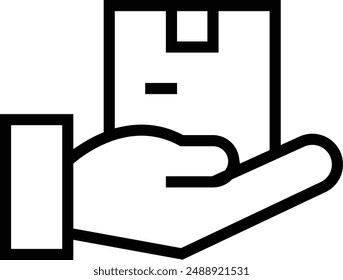 manija con el icono del cuidado. Diseño de estilo lineal delgado aislado sobre fondo blanco