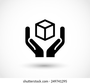 Handle with care icon vector