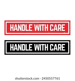 Handle with care label vector icon for packaging.