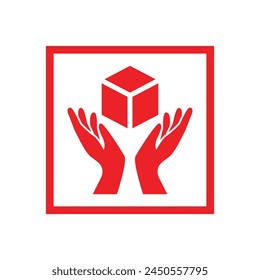 Manija con el icono de Vector de la etiqueta de cuidado para el embalaje.