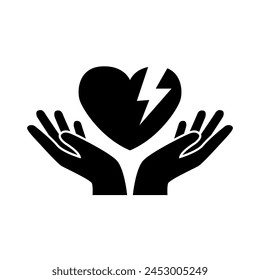 Handle with care label vector icon for packaging.