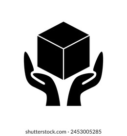 Handle with care label vector icon for packaging.