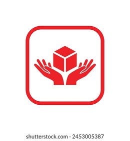 Handle with care label vector icon for packaging.