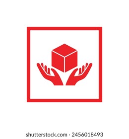 Handle with care label vector icon for packaging.