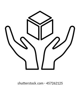 Handle with care line icon. Cargo is fragile or requires special care during delivery or storage. Vector Illustration