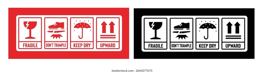 handle with care. Prohibition Sign Symbol, Fragile Material warning Suitable for shipping icons	