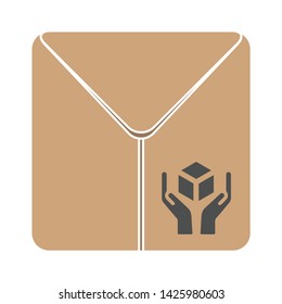 handle with care shipping carton icon. flat illustration of handle with care shipping carton vector icon for web