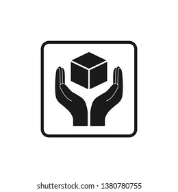 Handle with care sign. Vector illustration, flat design.