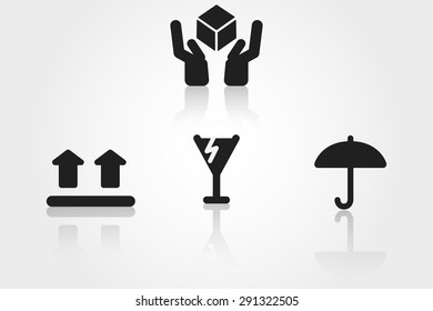 handle with care vector icons