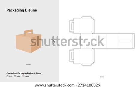 Handle Carry Box Packaging Dieline Template