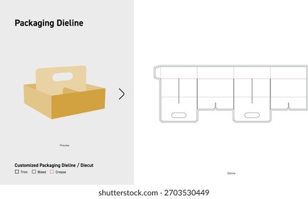 Handle Carry Tray Packaging Dieline – Vector Diecut Template