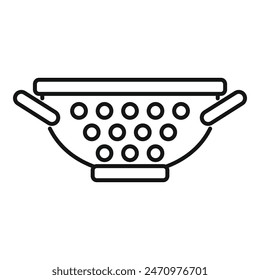 Vektorgrafik der Umrisslinie des Schlüsselelementsymbols behandeln Siebzubehör. Abtropfgeschirr