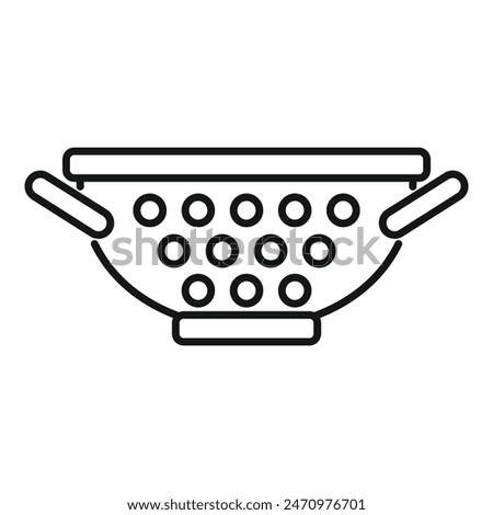 Handle colander element icon outline vector. Sifting accessory. Drainer utensil