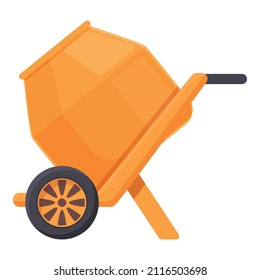 Handle concrete mixer icon cartoon vector. Cement truck. Machine building