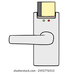 handle door with card key illustration hand drawn isolated vector