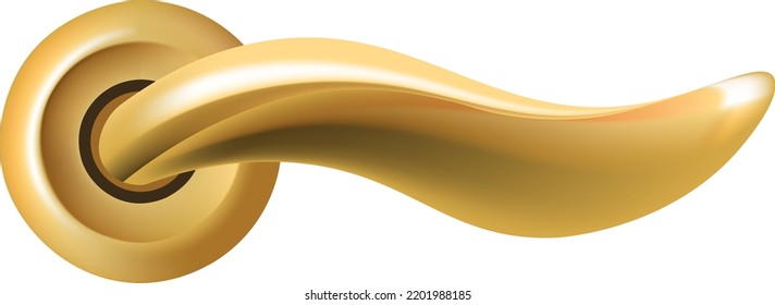 Handle of door for closing or opening, isolated knob colored in gold. Accessories and details of interior design and styling, decoration for home. Part of entrance structure. Vector in flat style