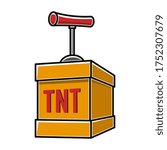 Handle dynamite detonator. Design element for poster, emblem, sign, flyer. Vector illustration