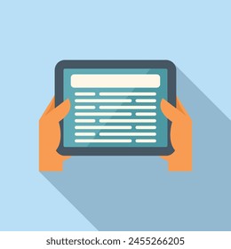 Handle ebook icon flat vector. Reading digital information. Science teaching