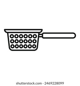 Handle element colander icon outline vector. Drain metal dish. Kit scoop