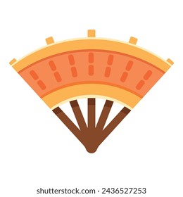 Handle fan icon cartoon vector. Asian Bali culture. Traditional trip ethnic