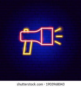 Handle Flashlight Neon Sign. Vector Illustration of Light Promotion.