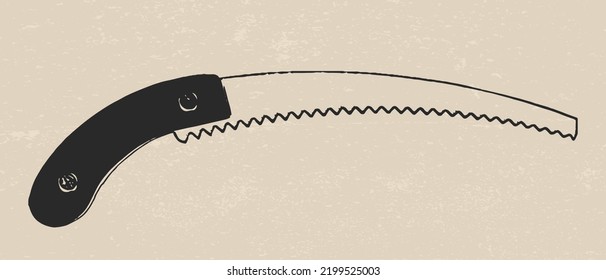 Handle garden saw hand drawn.