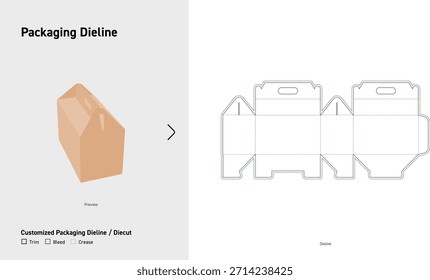Manija Caja de regalo Embalaje Dieline Plantilla