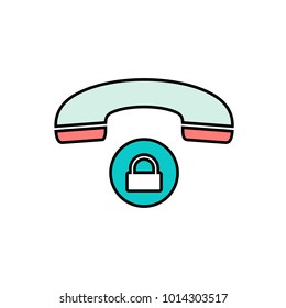 Handle handset lock locked phone security telephone icon. Vector illustration