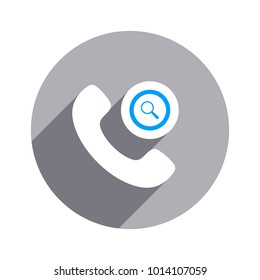 Handle handset magnifying glass phone search telephone icon. Vector illustration