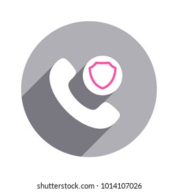 Handle handset phone security shield telephone icon. Vector illustration