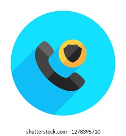 Handle handset phone security shield telephone icon. Vector illustration