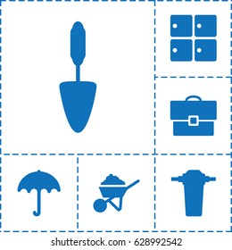 Handle icon. set of 6 handle filled icons such as umbrella, luggage storage, construction, trowel, tap