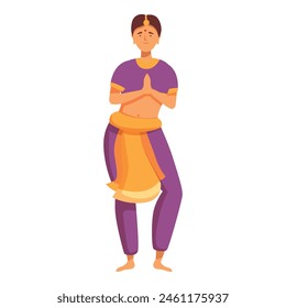 Maneje el Vector de dibujos animados de la pose de la dama india. Bailarina asiática. Celebración de belleza