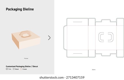 Handgriff - Schachtelverpackungs-Dieline-Vorlage