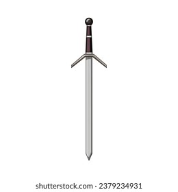 mit mittelalterlichem Schwertkartoon umgehen. Kriegseisen, antikes Metall, König Dagger Griff mittelalterliches Schwertzeichen. einzelne Vektorgrafik-Vektorgrafik