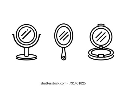 Handle mirror icon collection in line style. Illustration about beauty equipment and medical. 
