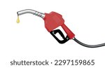 Handle pump nozzle with gold drop of expensive fuel gas realistic object isolated vector illustration