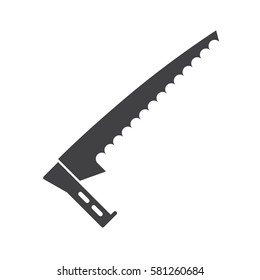 Handle saw silhouette isolated on white background. Flat ice saw outline icon.