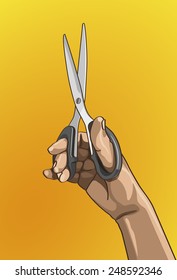 Handle Scissors Vector illustration - Beautiful finger outline version. Created with adobe illustrator. finger, background, are Created separately.